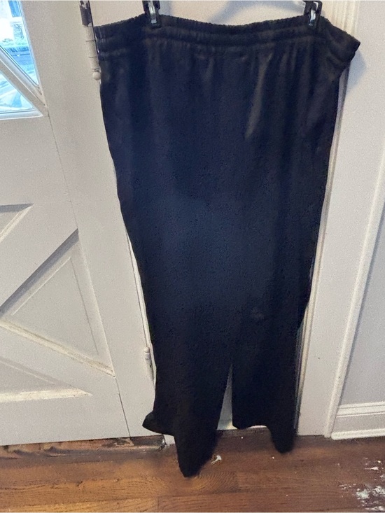Scoop Pants - Black Satin wide leg pants